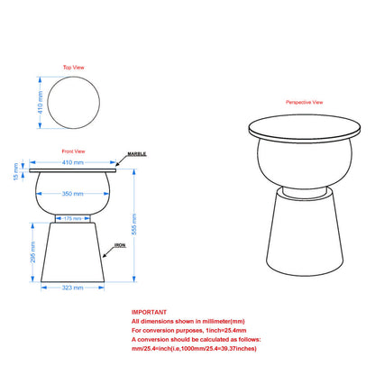 Alora Accent Table in Black and White and Brushed Gold