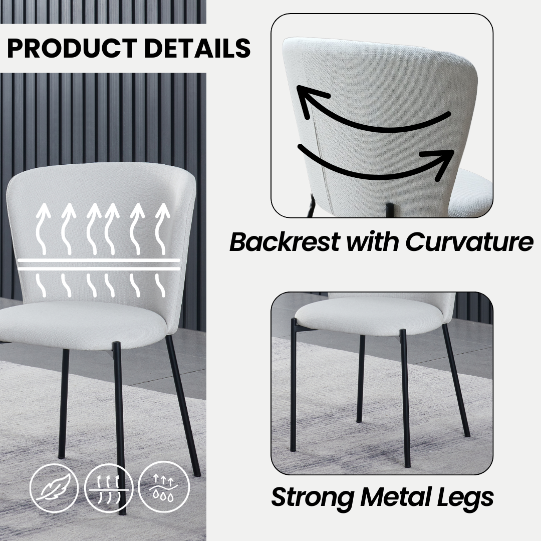 Lisa Dining Chair with Breathable Fabric and Metal Legs