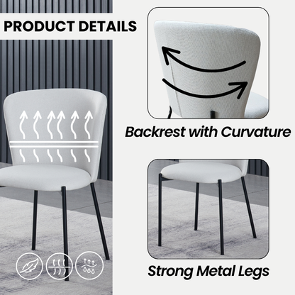Lisa Dining Chair with Breathable Fabric and Metal Legs