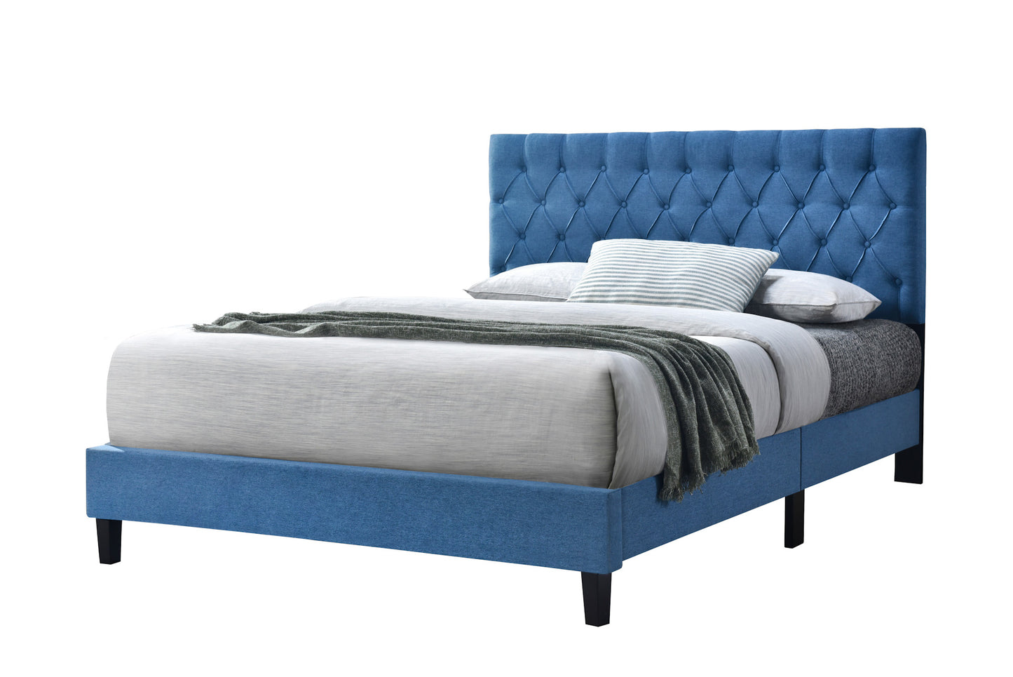 New York Bed (Queen) (Fabric Blue)