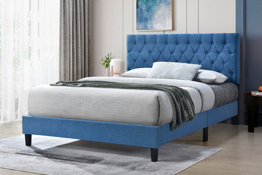 New York Bed (Queen) (Fabric Blue)
