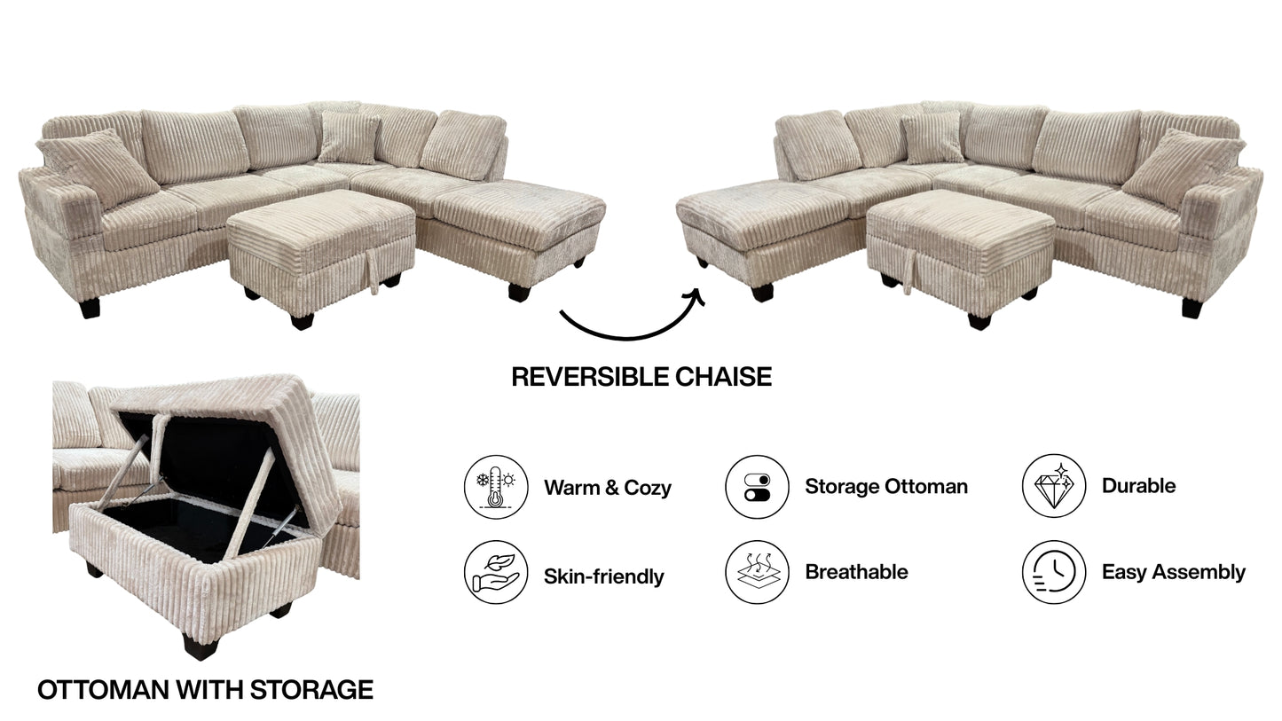 EVA SOFA SECTIONAL WITH STORAGE OTTOMAN