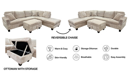 EVA SOFA SECTIONAL WITH STORAGE OTTOMAN