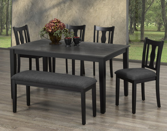 6-PIECE DINING SET WITH BENCH - GREY