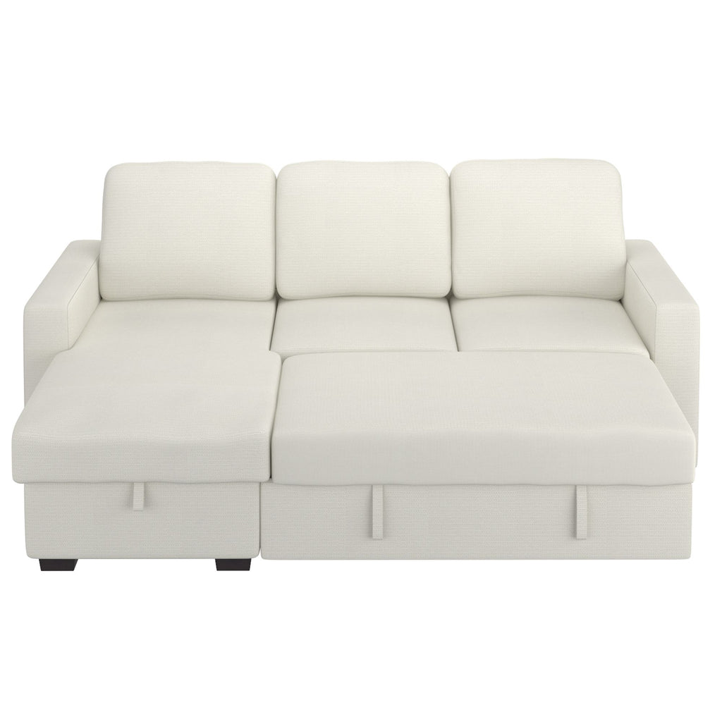 Alfonso 93.25" Sofa with Bed & Storage in Beige