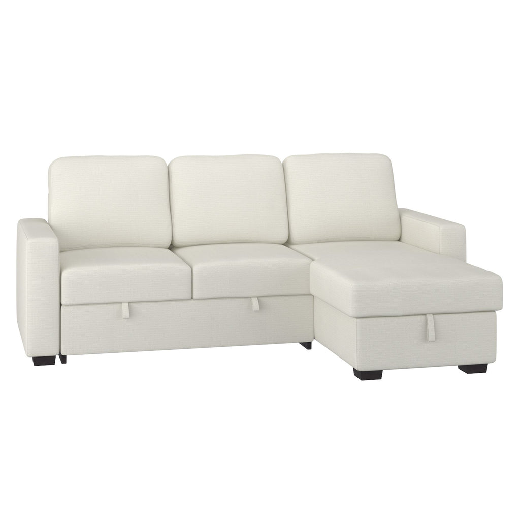 Alfonso 93.25" Sofa with Bed & Storage in Beige