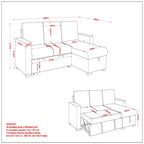 Alfonso 93.25" Sofa with Bed & Storage in Beige