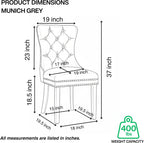 Munich Grey Velvet Dining Chair with Chrome Legs Set of 2