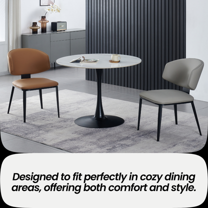 Loomie Dining Chair with Waterprrof Faux Leather and Metal Legs