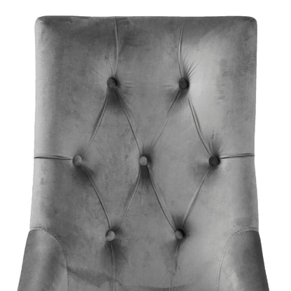 Lily Grey Velvet Dining Chair with Chrome Ring Knocker Set of 2