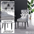 MADRID VELVET DINING CHAIR WITH NAILHEAD TRIM & CHROME KNOCKER – LUXURY BUTTON-TUFTED DINING CHAIR