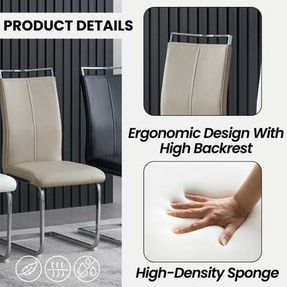 Francis Waterproof Faux Leather Dining Chair with Metal Legs