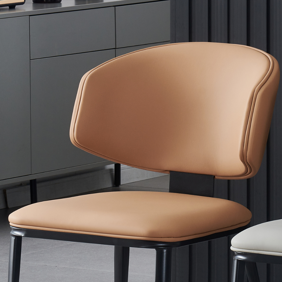 Loomie Dining Chair with Waterprrof Faux Leather and Metal Legs