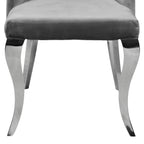 Lily Grey Velvet Dining Chair with Chrome Ring Knocker Set of 2