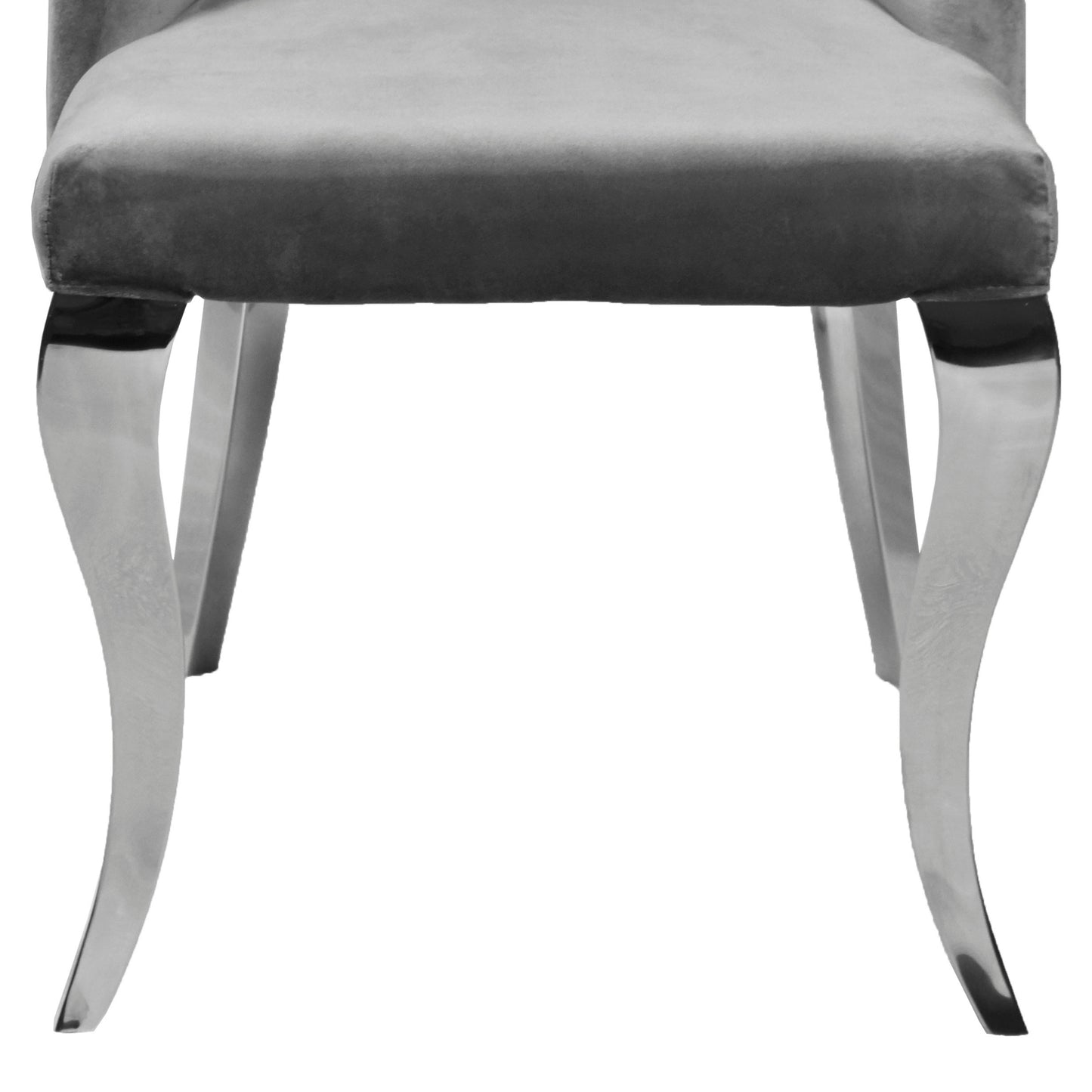 Lily Grey Velvet Dining Chair with Chrome Ring Knocker Set of 2