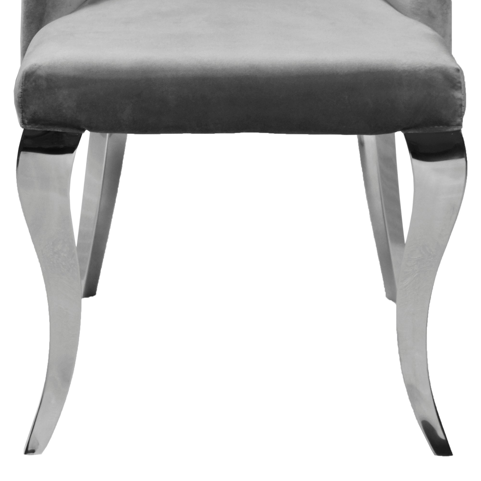 Lily Grey Velvet Dining Chair with Chrome Ring Knocker Set of 2