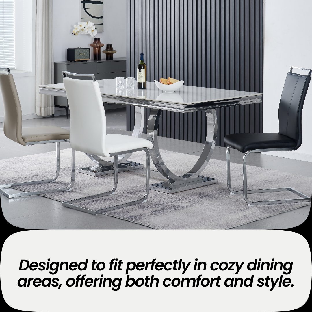 Francis Waterproof Faux Leather Dining Chair with Metal Legs