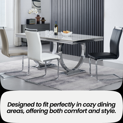 Francis Waterproof Faux Leather Dining Chair with Metal Legs