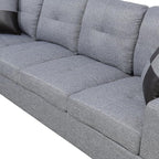 UBGO Living Room Furniture Sets,L-Shape Couch with Chaise Lounge & Storage Ottoman,Linen Sofas & Couches,3-Piece Sectional Sofa Set for Small Space Apartments- Grey (Left Hand Facing)