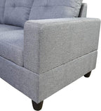 UBGO Living Room Furniture Sets,L-Shape Couch with Chaise Lounge & Storage Ottoman,Linen Sofas & Couches,3-Piece Sectional Sofa Set for Small Space Apartments- Grey (Left Hand Facing)