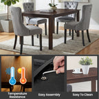 Modern Dining Set – Espresso Solid Wood Table with Tufted Nailhead Chairs