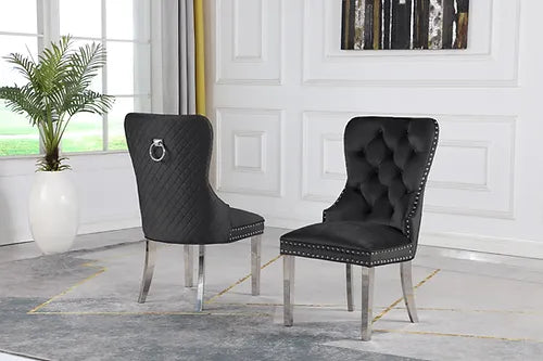 Kennedy Marble 63" Dining Table +6 Black Munich Chairs