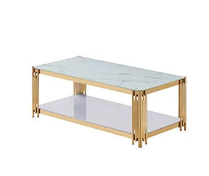 Pillar Coffee Table (Gold Finish)