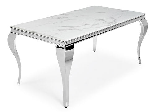Kennedy Marble 63" Dining Table +6 Black Munich Chairs
