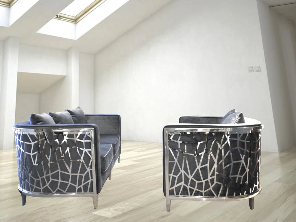 Ruby Round Sofa Loveseat Dark Grey