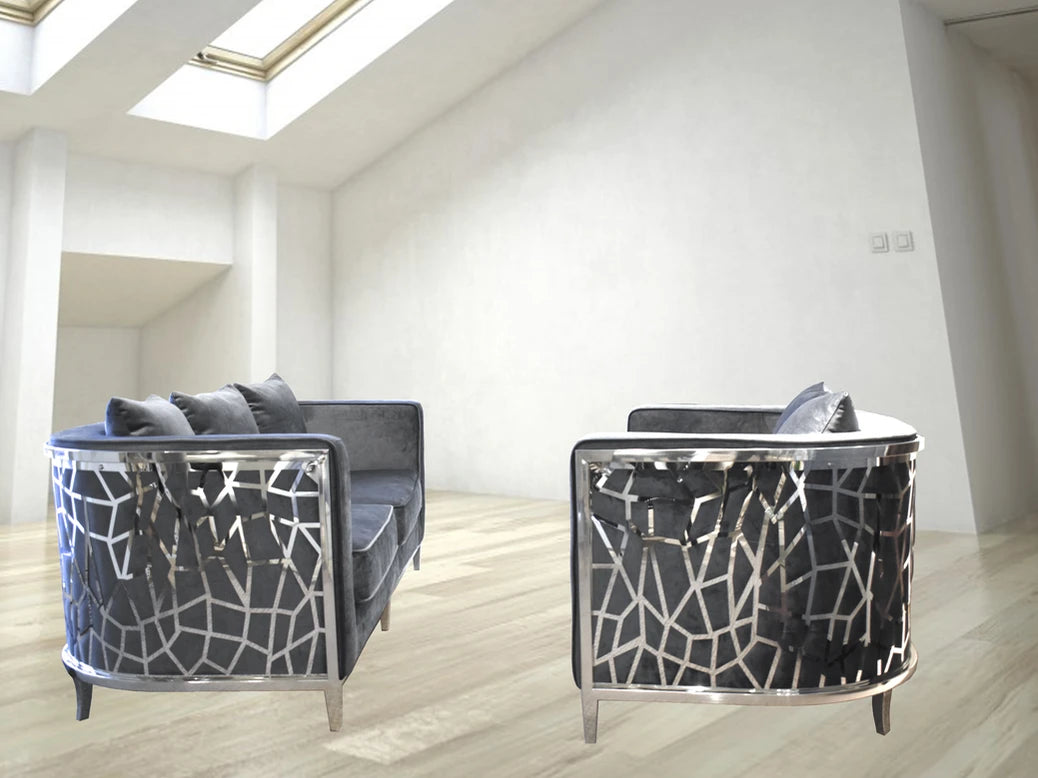 Ruby Round Sofa Loveseat Dark Grey