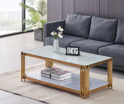 Pillar Coffee Table (Gold Finish)