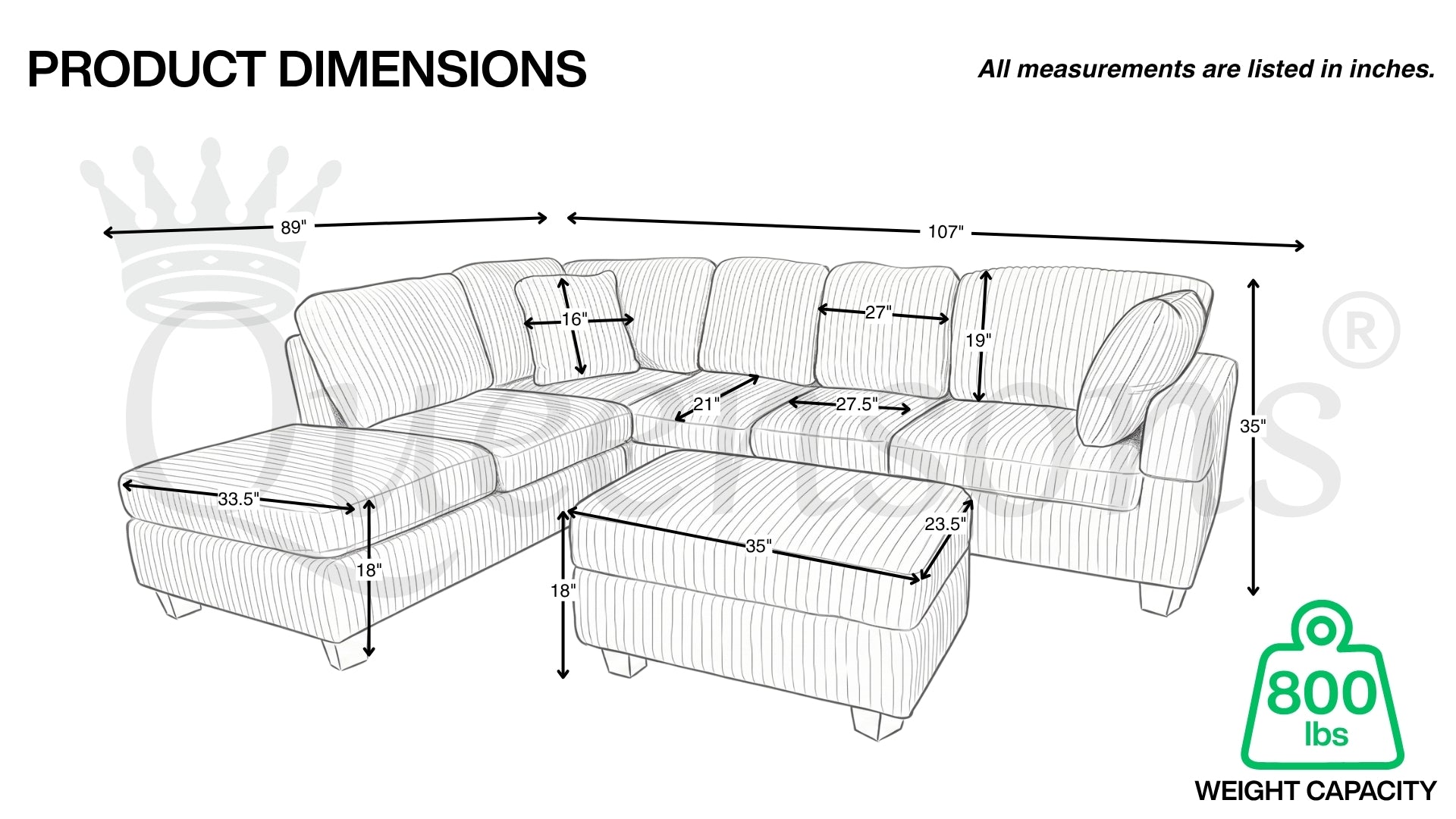 EVA SOFA SECTIONAL WITH STORAGE OTTOMAN