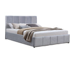 Lit double/queen/king size avec rangement à plateau relevable Frankfurt en velours gris