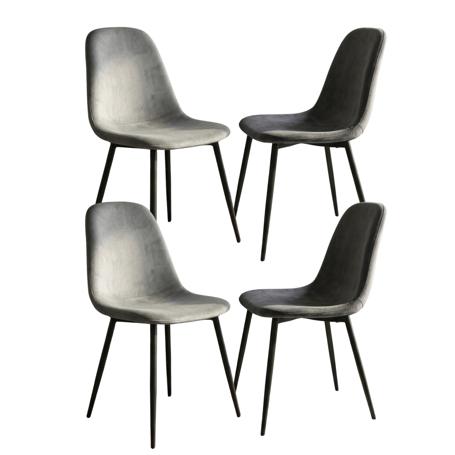GREY BLACK LEGS DINING CHAIRS SET OF 4