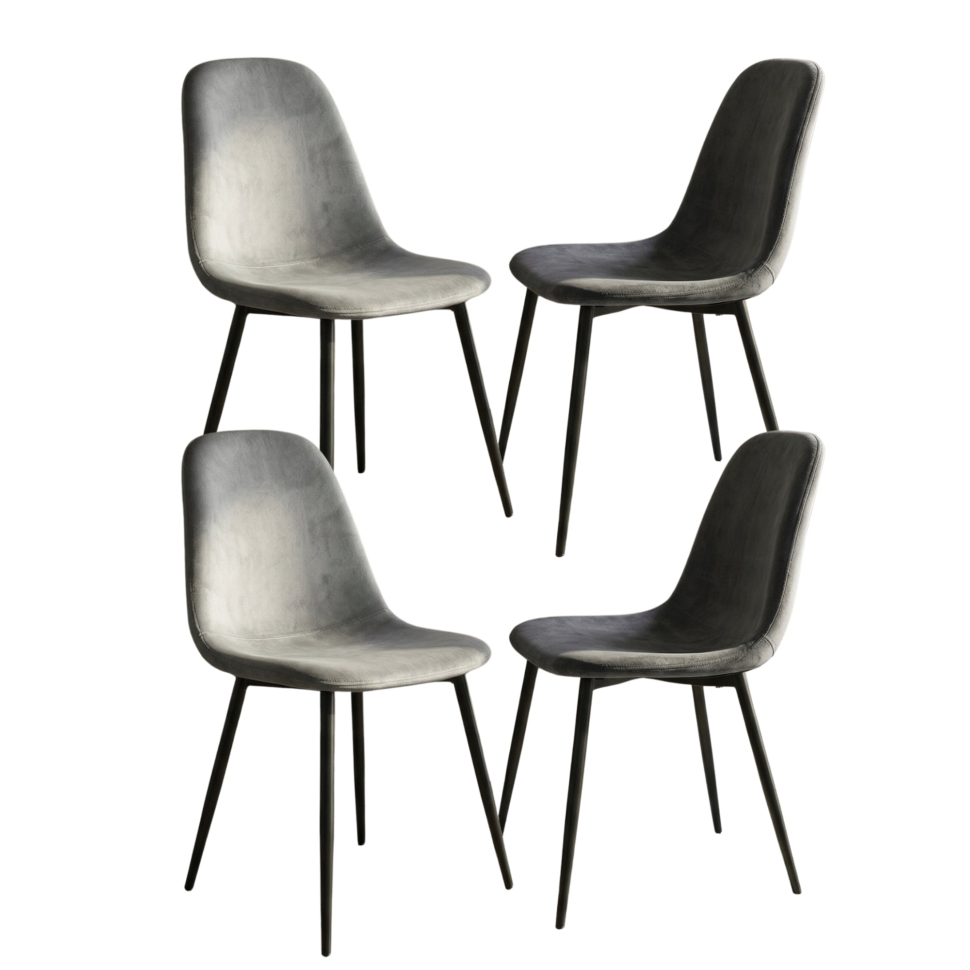 GREY BLACK LEGS DINING CHAIRS SET OF 4