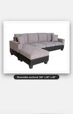 Reversible Sectional Sofa with Ottoman Storage