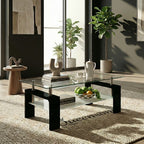 Infinity Cherry Coffee Table with Tempered Glass & Storage Shelf  (42"x24")