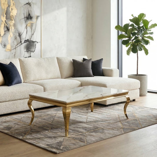 KENNEDY COFFEE TABLE WITH MARBLE TABLETOP