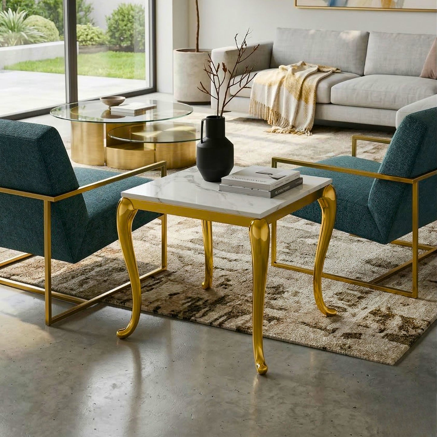 SOLEIL MARBLE GOLD END TABLE