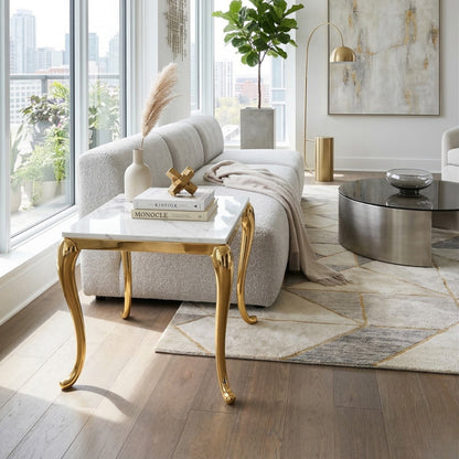 SOLEIL MARBLE GOLD END TABLE