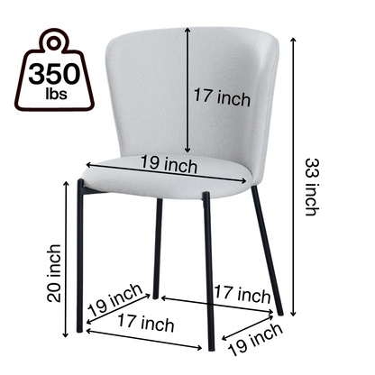 Lisa Dining Chair with Breathable Fabric and Metal Legs