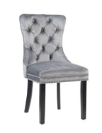 MADRID VELVET DINING CHAIR WITH NAILHEAD TRIM & CHROME KNOCKER – LUXURY BUTTON-TUFTED DINING CHAIR