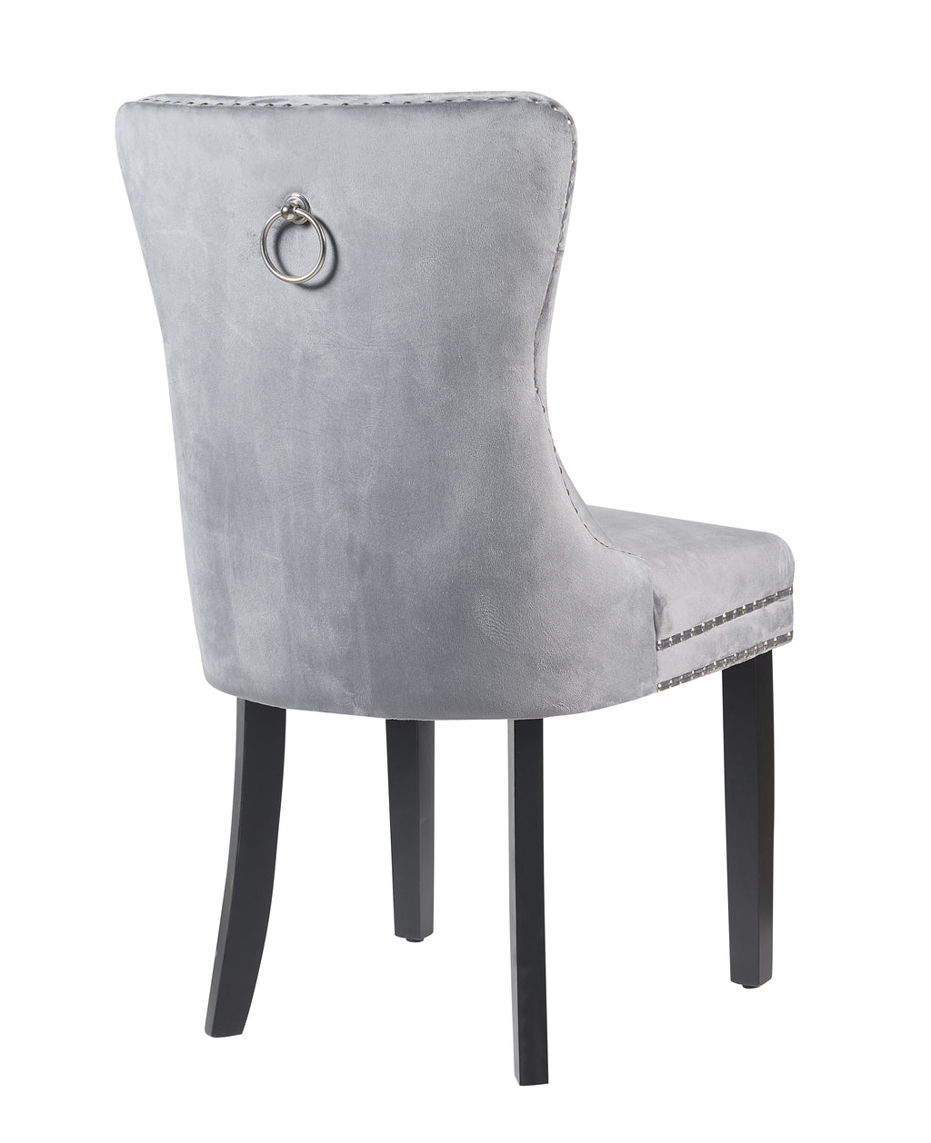 MADRID VELVET DINING CHAIR WITH NAILHEAD TRIM & CHROME KNOCKER – LUXURY BUTTON-TUFTED DINING CHAIR