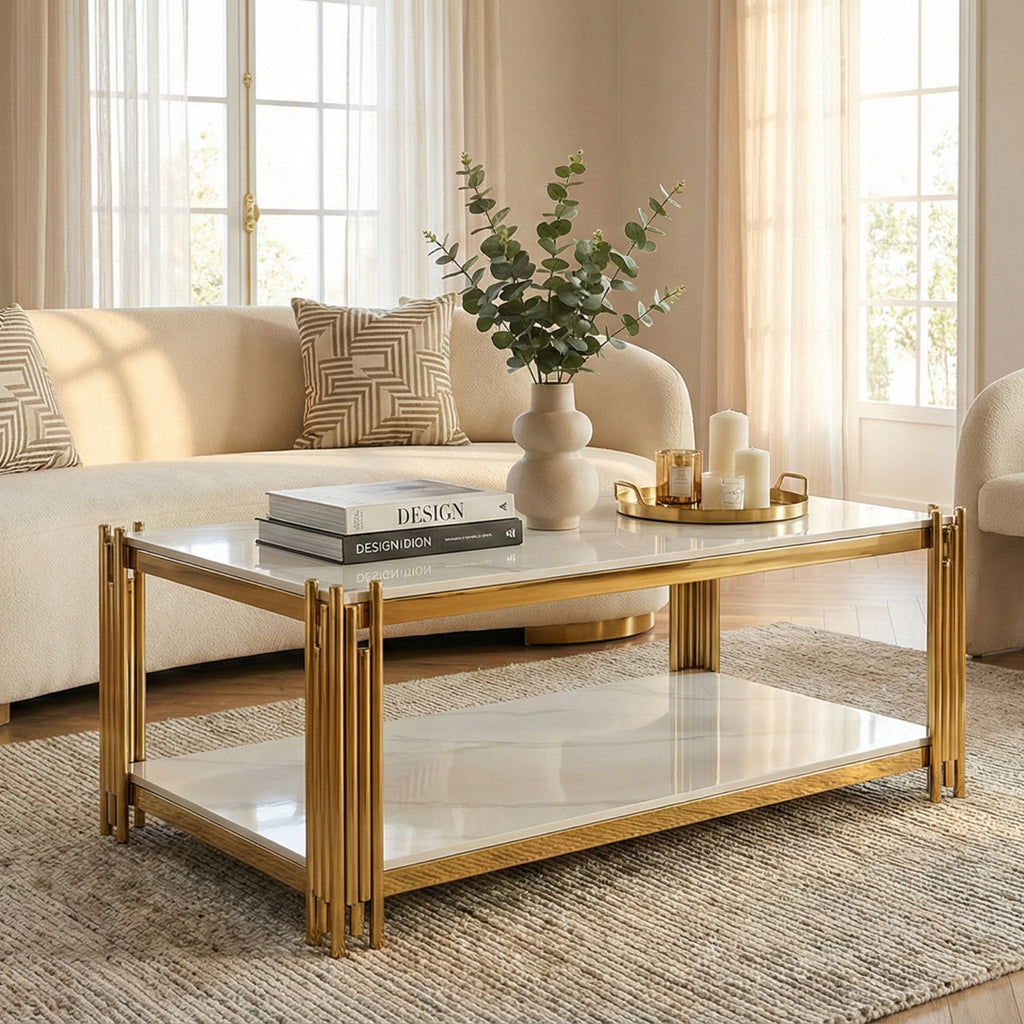 PILLAR COFFEE TABLE WITH SINTERED STONE