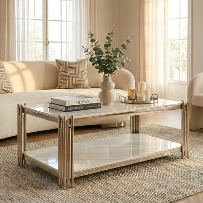PILLAR COFFEE TABLE WITH SINTERED STONE