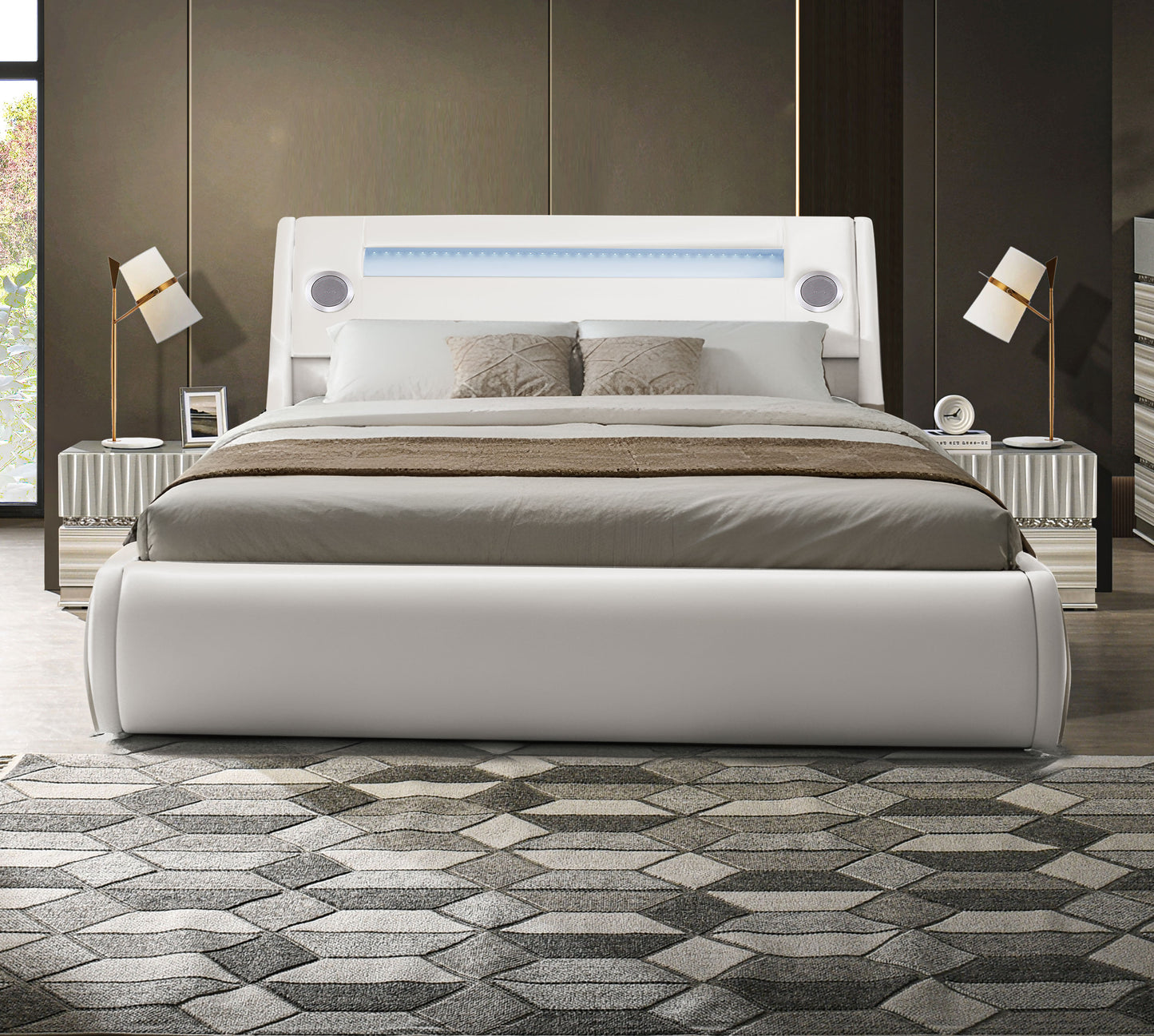 NEW Paris Vegan Leather Bed With Lift Top Storage Queen