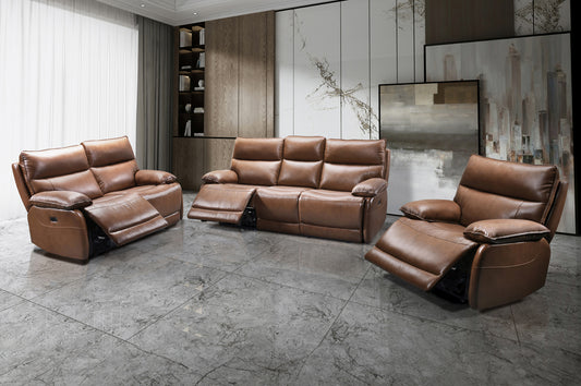 Genuine Full Grain Leather Power Recliner Sofa Set