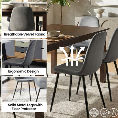 GREY BLACK LEGS DINING CHAIRS SET OF 4