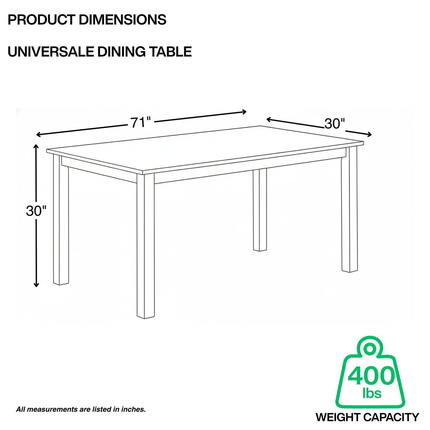 Universal Dining Table Solid Wood Espresso Finish