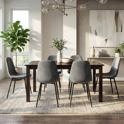 UNIVERSAL ESPRESSO WOOD DINING TABLE WITH GREY BLACK PREMIUM VELEVET CHAIRS